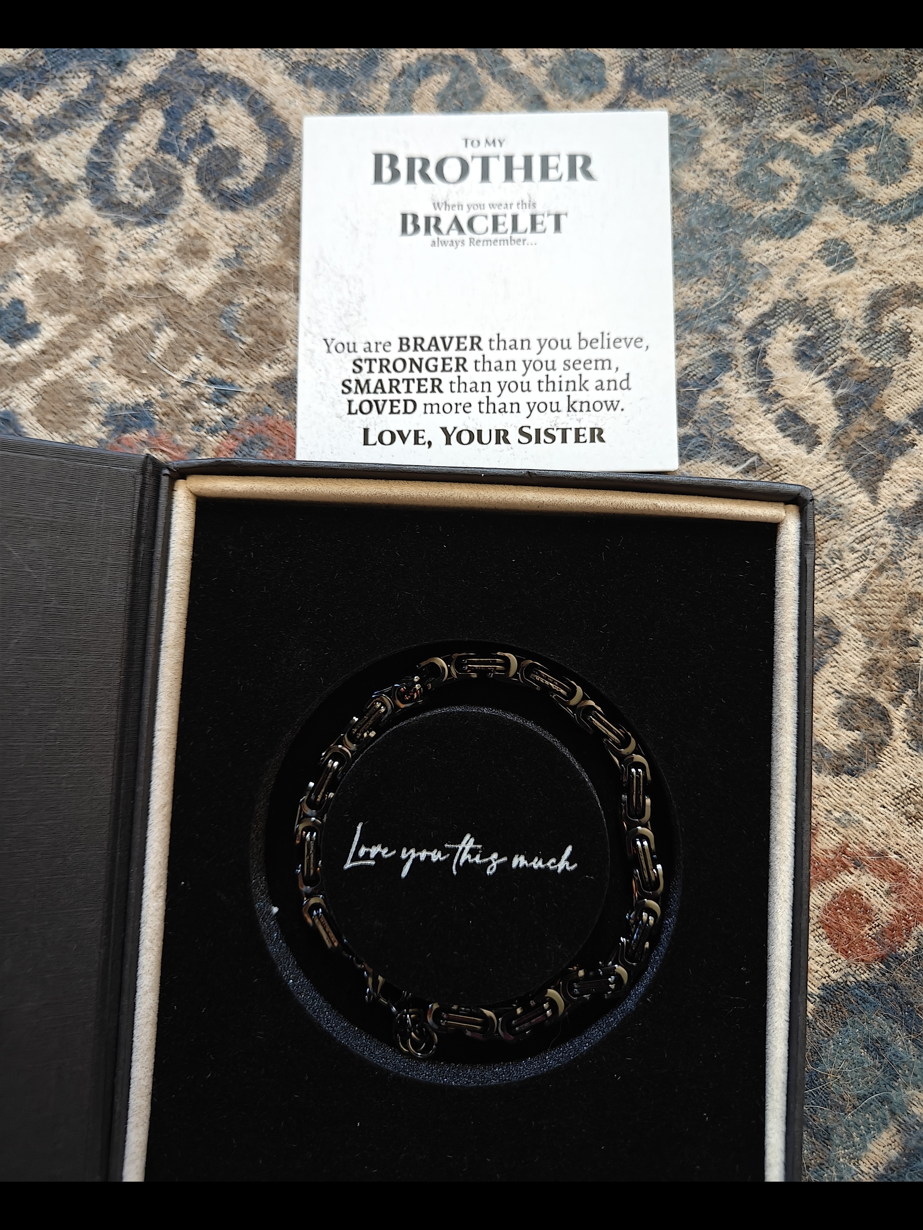 Brother Bracelet  Black Stainless Steel Link Bracelet